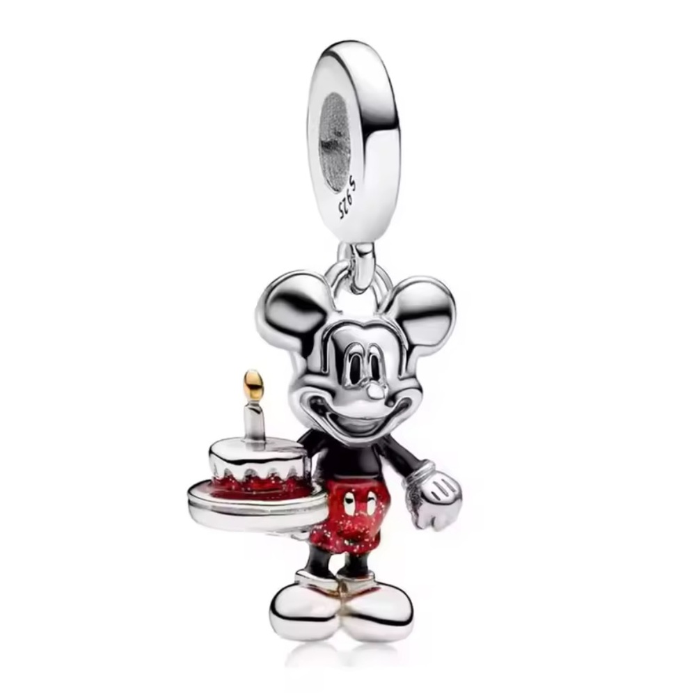 NWOT Disney Mickey Mouse Birthday Cake Dangle Charm Sterling Silver 925